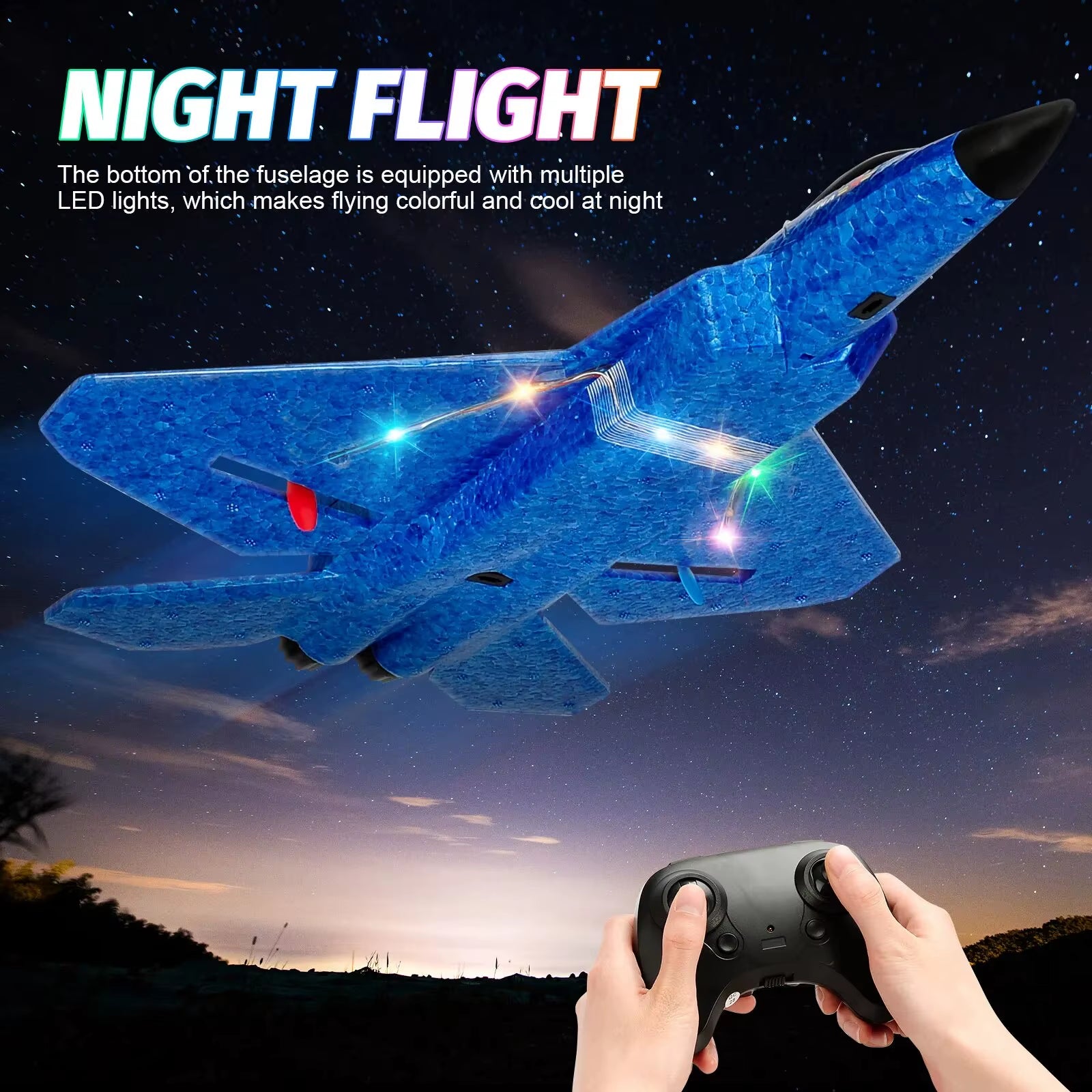 F22 Raptor RC Plane 2.4G 2CH Remote Control Flying Glider with LED Lights EPP Foam Airplane Toys for Children Gifts