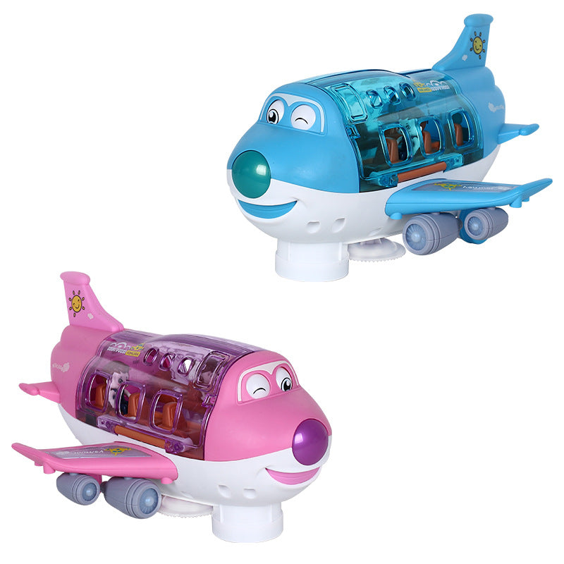 360 Rotating Electric Plane Airplane Toys for Kids Bump and Go Action Toddler Toy Plane with LED Flashing Light Sound for Boys