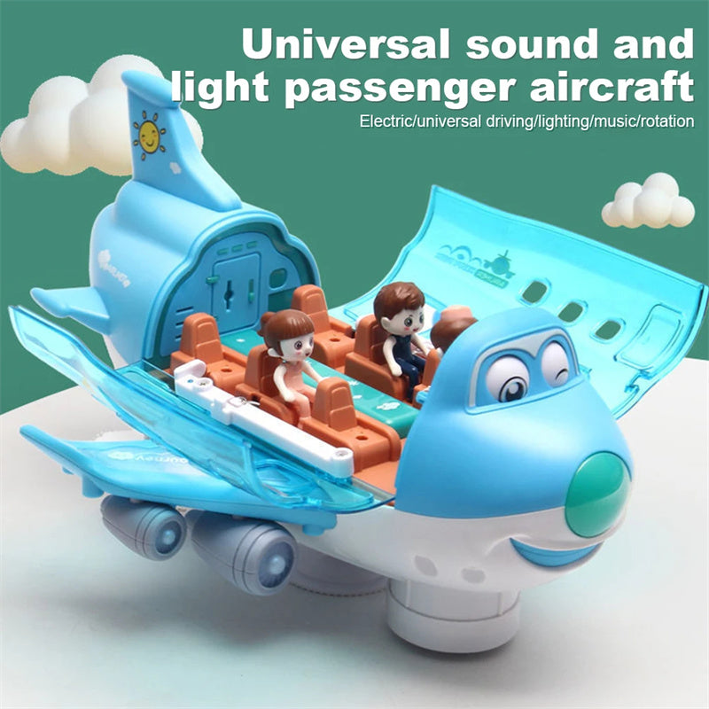 360 Rotating Electric Plane Airplane Toys for Kids Bump and Go Action Toddler Toy Plane with LED Flashing Light Sound for Boys