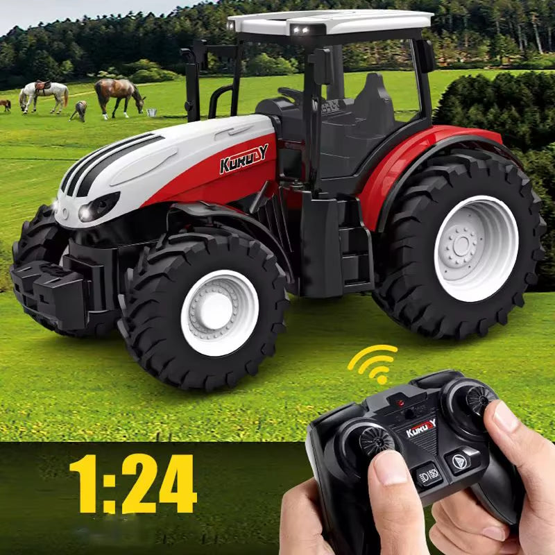 1/24 Remote Control Tractor Trailer 2.4G RC Tractor Simulated Engineering Construction Truck Model Toys Farming Machine