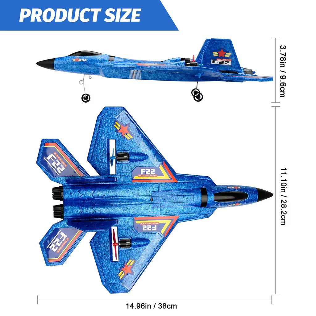 F22 Raptor RC Plane 2.4G 2CH Remote Control Flying Glider with LED Lights EPP Foam Airplane Toys for Children Gifts