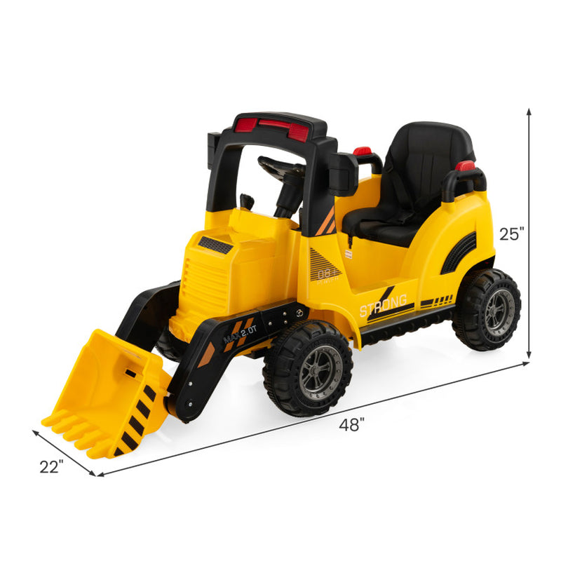 12V Kids Ride on Construction Tractor with Electric Adjustable Bucket