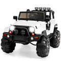 Jumbo 12V Kids Electric Ride on Car with Parent Remote, Seat Harness, 65 Lb Capacity - White