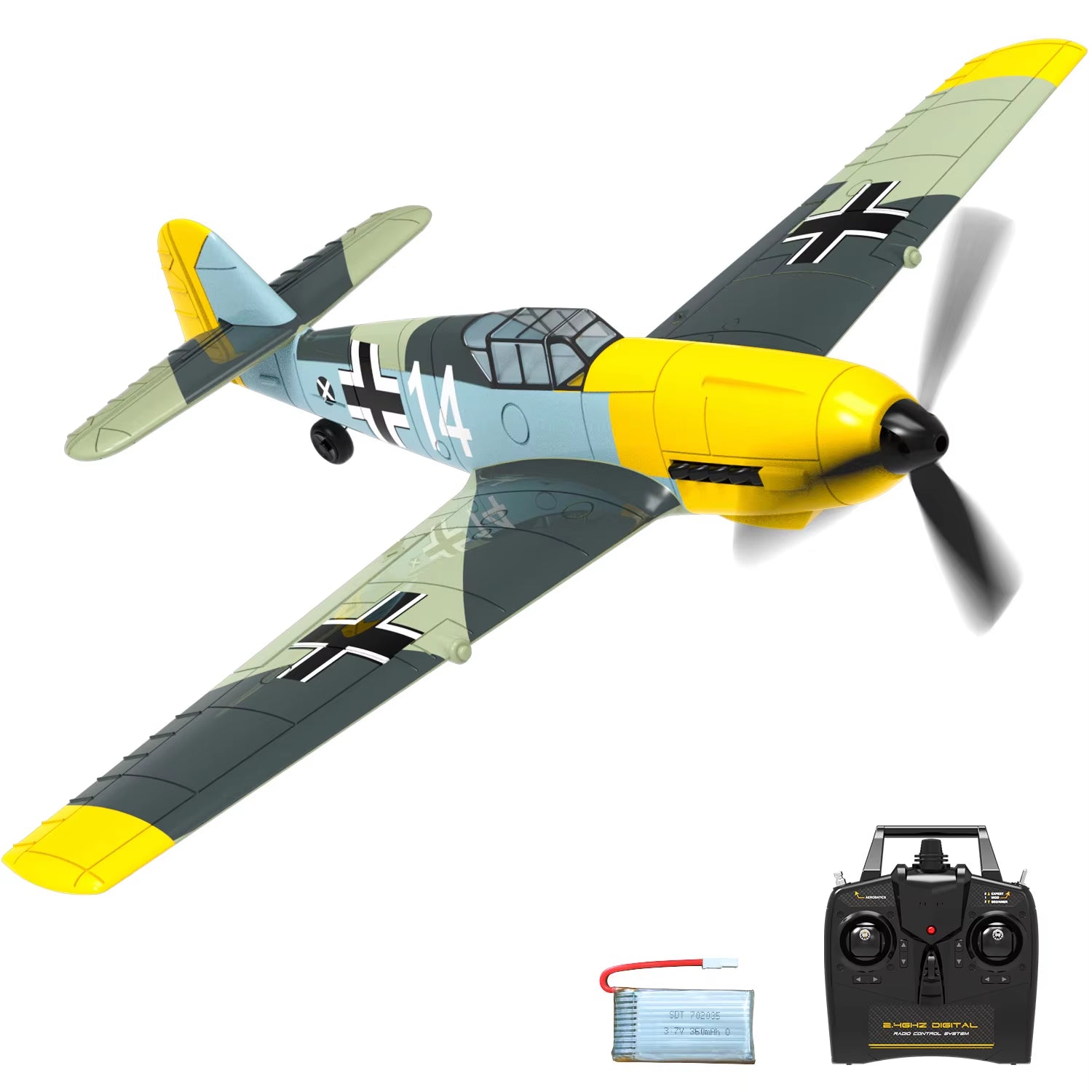 Volantex New Spitfire RC Plane EPP 400Mm Wingspan RC Fighter One Key Aerobatic 2.4G 4CH RTF Warbird Plane