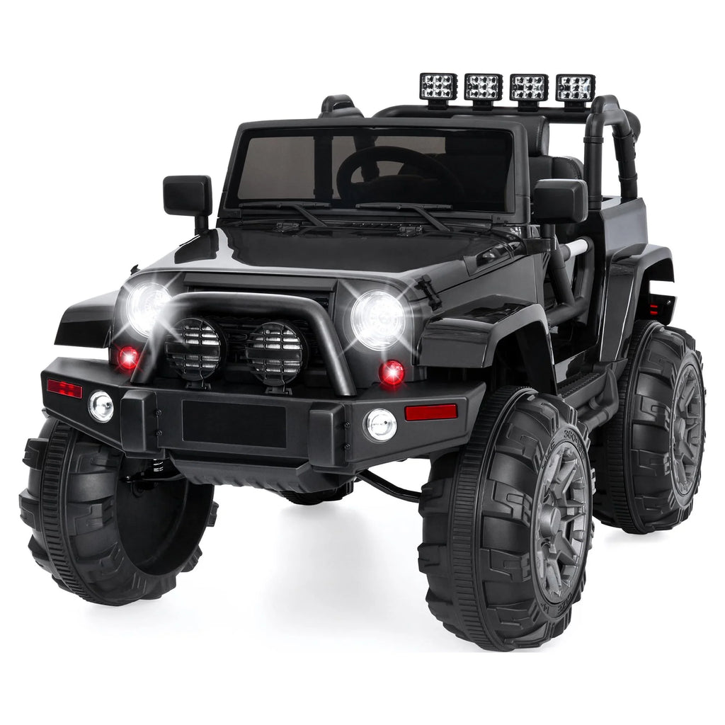 Jumbo 12V Kids Electric Ride on Car with Parent Remote, Seat Harness, 65 Lb Capacity - Black