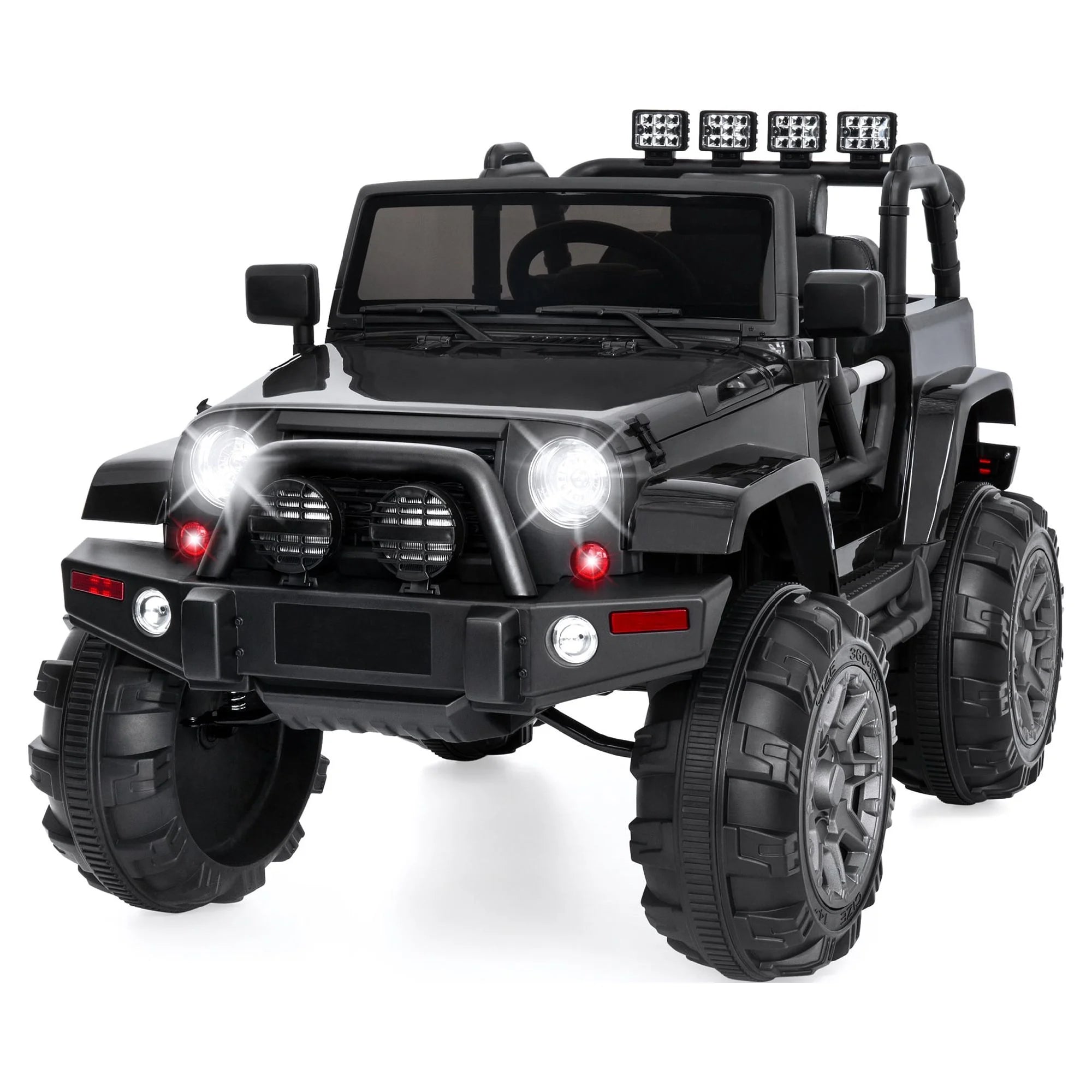 Jumbo 12V Kids Electric Ride on Car with Parent Remote, Seat Harness, 65 Lb Capacity - Black