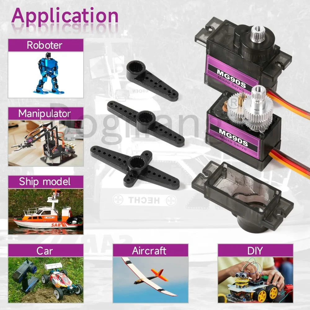 MG90S Servo 1/2/4/10/20/50 Pcs All Metal Gear 9G SG90 Upgraded Version for Helicopter Boat Car Mini Servos for Arduino Project