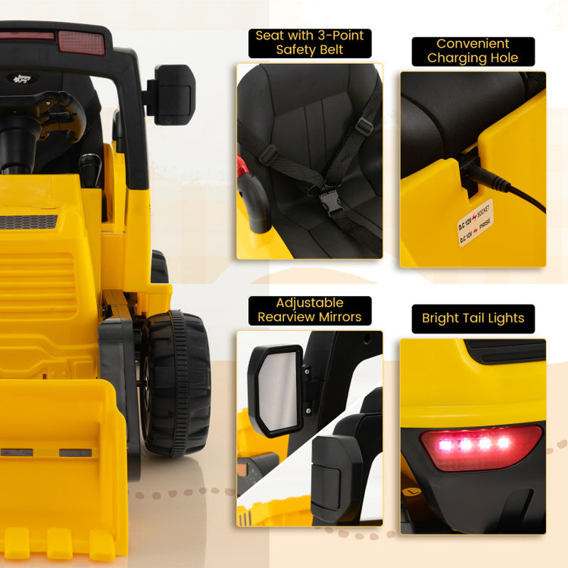 12V Kids Ride on Construction Tractor with Electric Adjustable Bucket