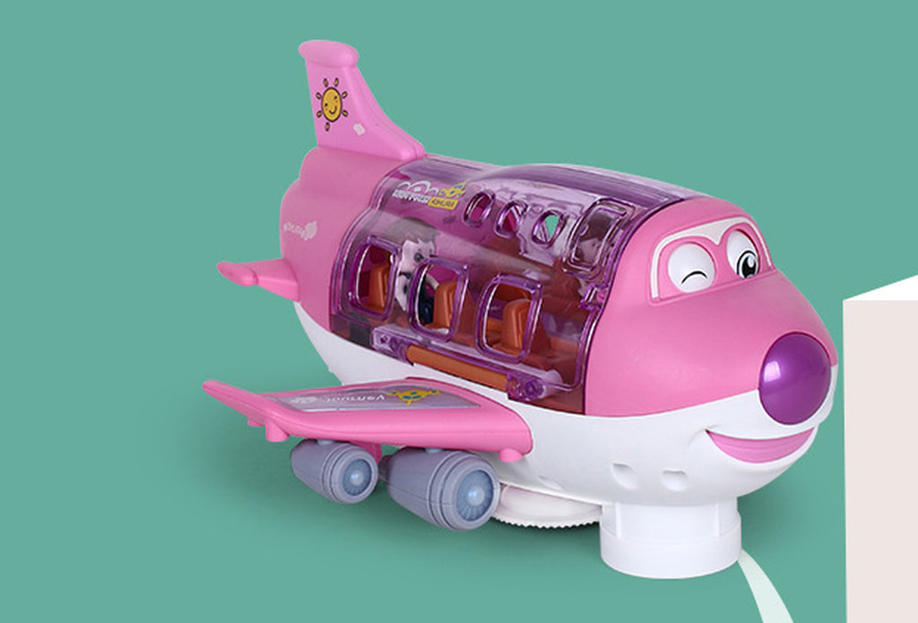 360 Rotating Electric Plane Airplane Toys for Kids Bump and Go Action Toddler Toy Plane with LED Flashing Light Sound for Boys