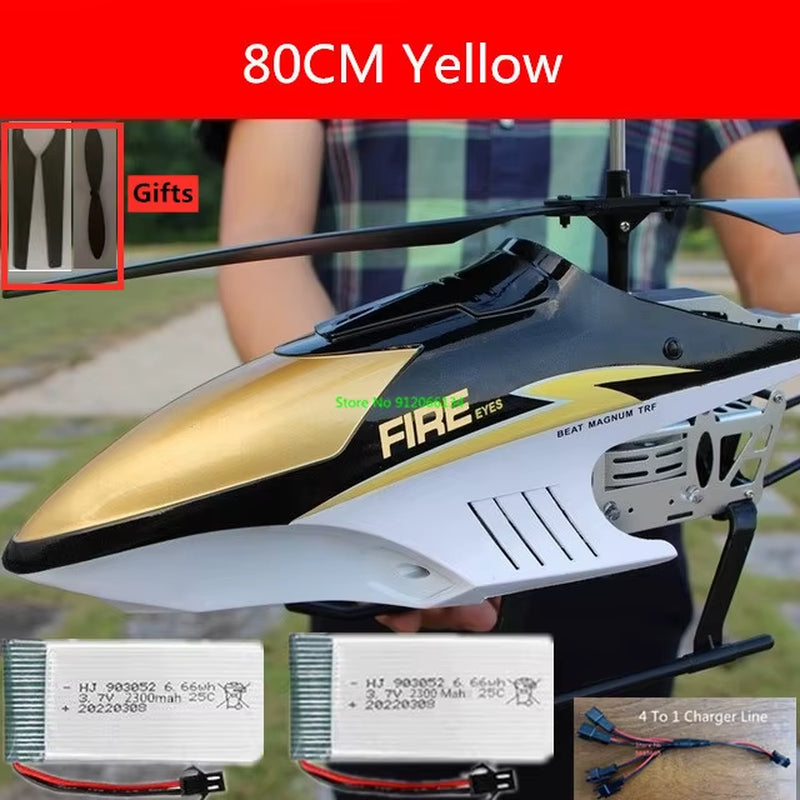 150M 80CM Large Alloy Electric RC Helicopter Drone Model Toy 3.5CH Anti-Fall Body LED Light Remote Control Helicopter Aircraft