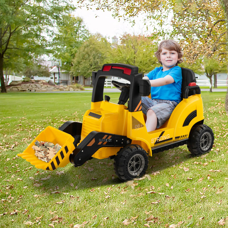 12V Kids Ride on Construction Tractor with Electric Adjustable Bucket