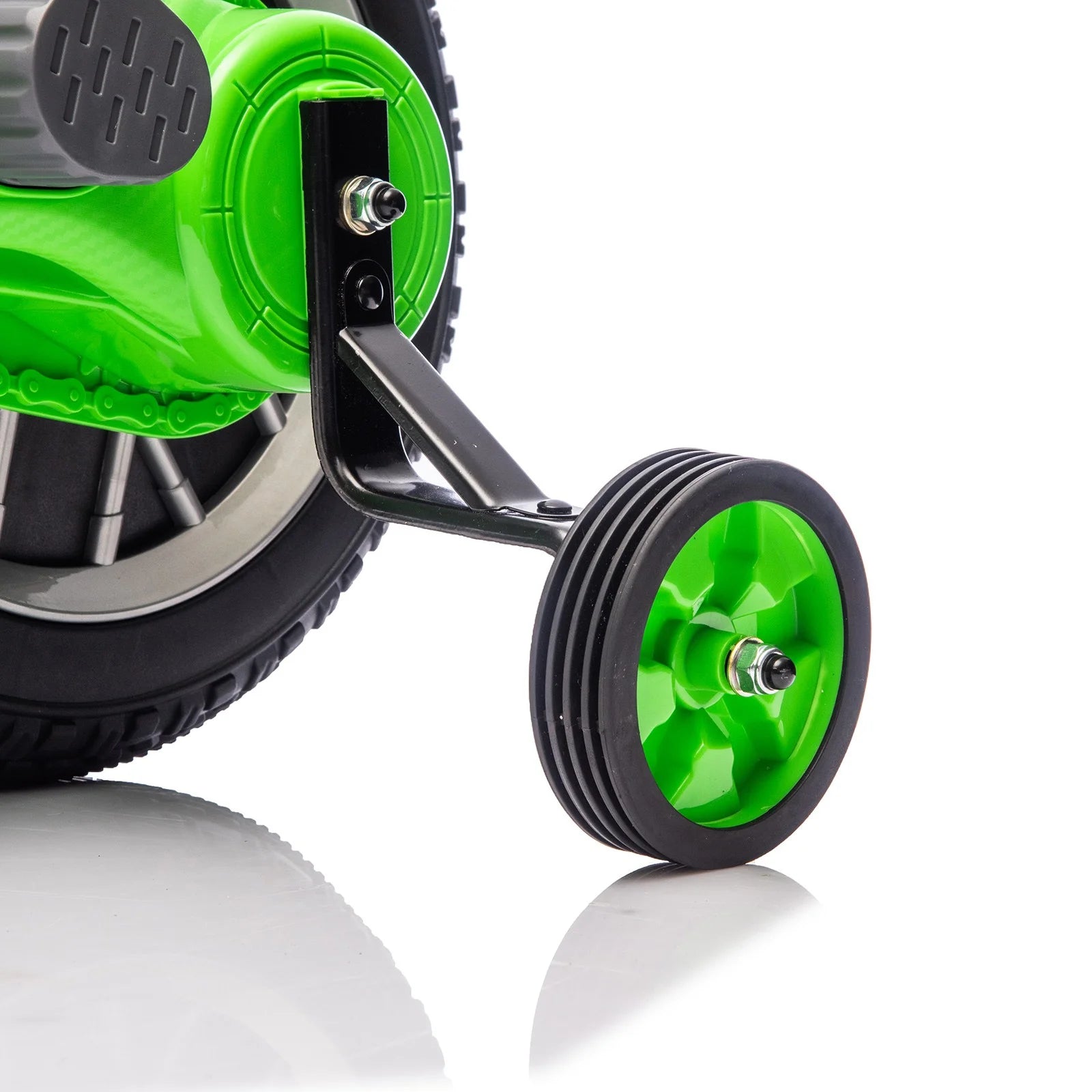 12V Green Ride on Motorcycle Dirt Bikes for Kids with Training Wheels, Spring Suspension