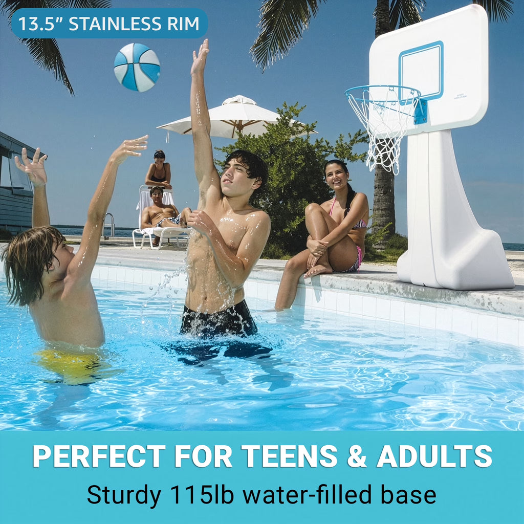 Dunn-Rite Poolsport 2-In-1 Pool Basketball Hoop & Volleyball Net Game Set (Basketball & Volleyball Combo)