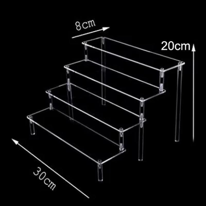 1-4 Tier Acrylic Display Stand Durable Display Rack for Cupcake Perfume Doll Transparent Trapezoidal Blind Box Storage Shelf