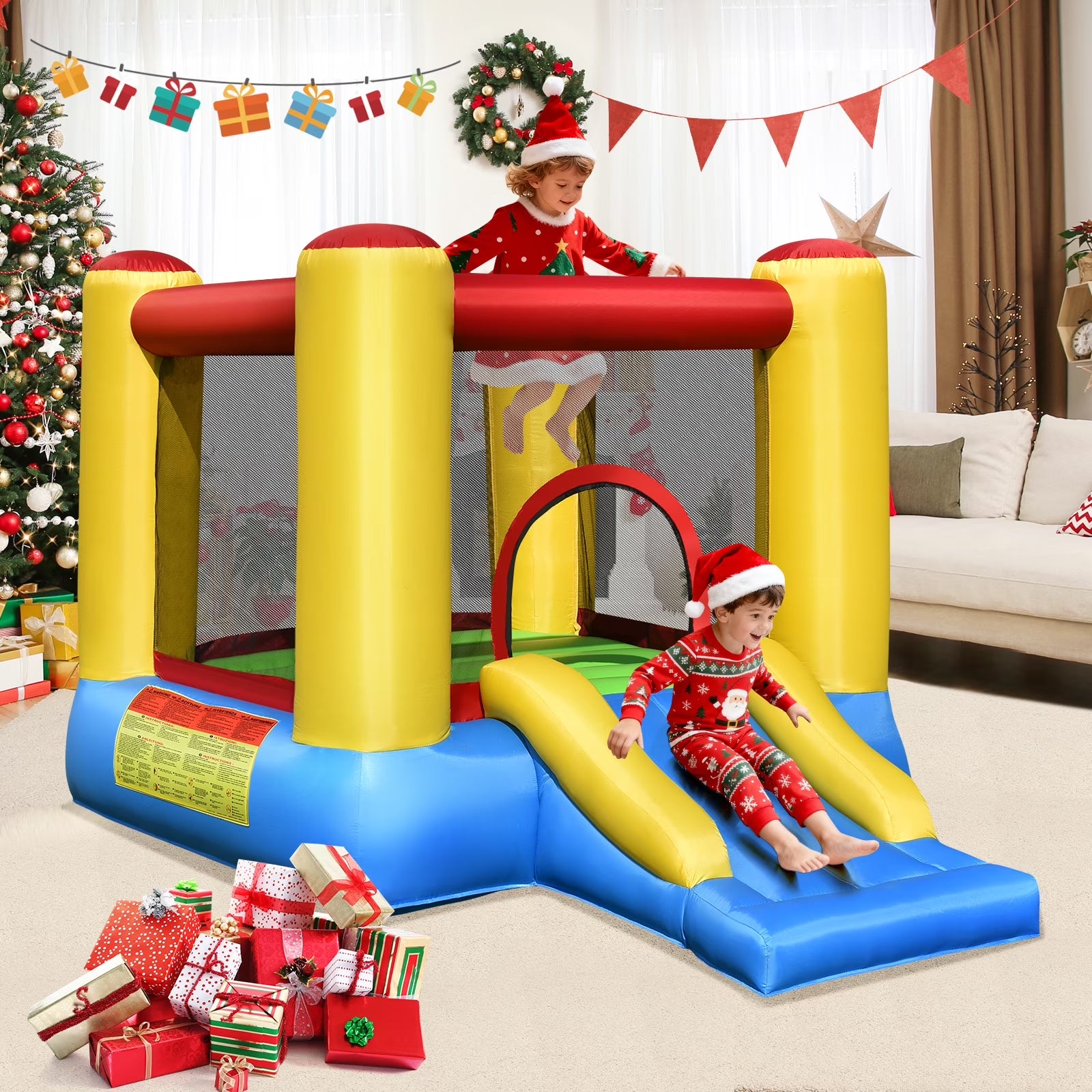 Inflatable Bouncer Kids Slide Bounce House for Indoor Outdoor (Blower NOT Included)