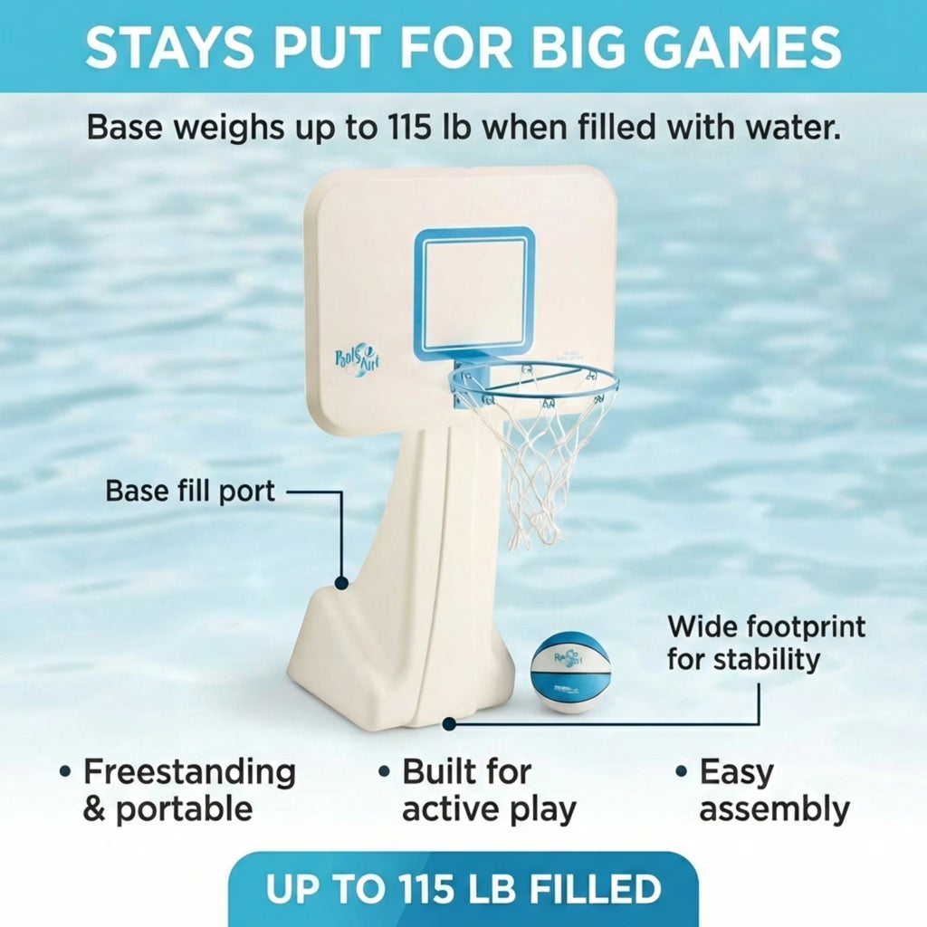 Dunn-Rite Poolsport 2-In-1 Pool Basketball Hoop & Volleyball Net Game Set (Basketball & Volleyball Combo)
