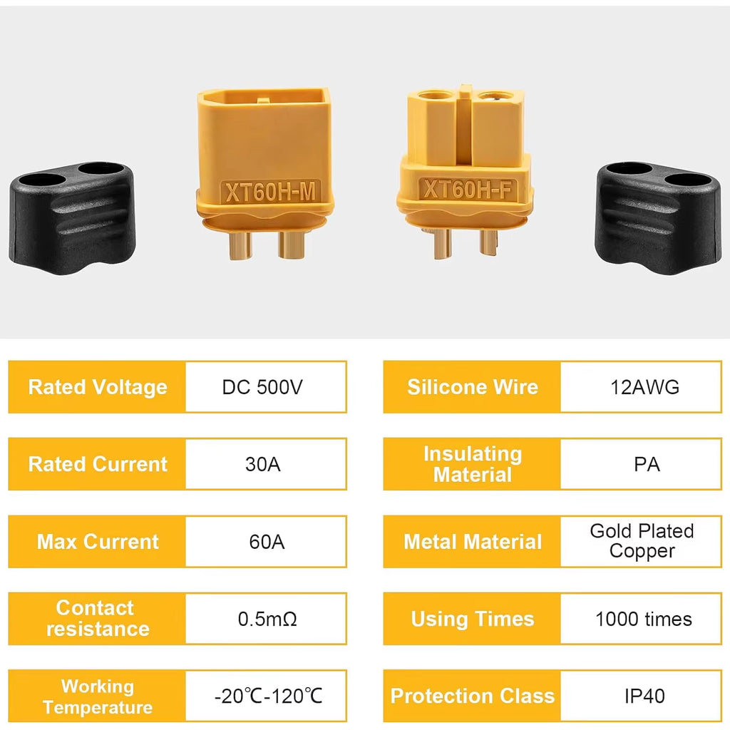 5Pairs XT60H Connector Plug with Sheath Housing Female / Male XT60 Plug for RC Lipo Battery Cars Fpv Drones Airplane