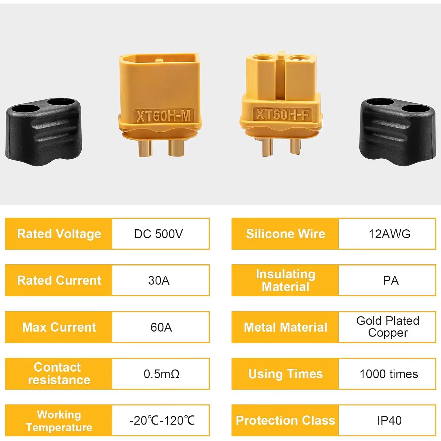 5Pairs XT60H Connector Plug with Sheath Housing Female / Male XT60 Plug for RC Lipo Battery Cars Fpv Drones Airplane