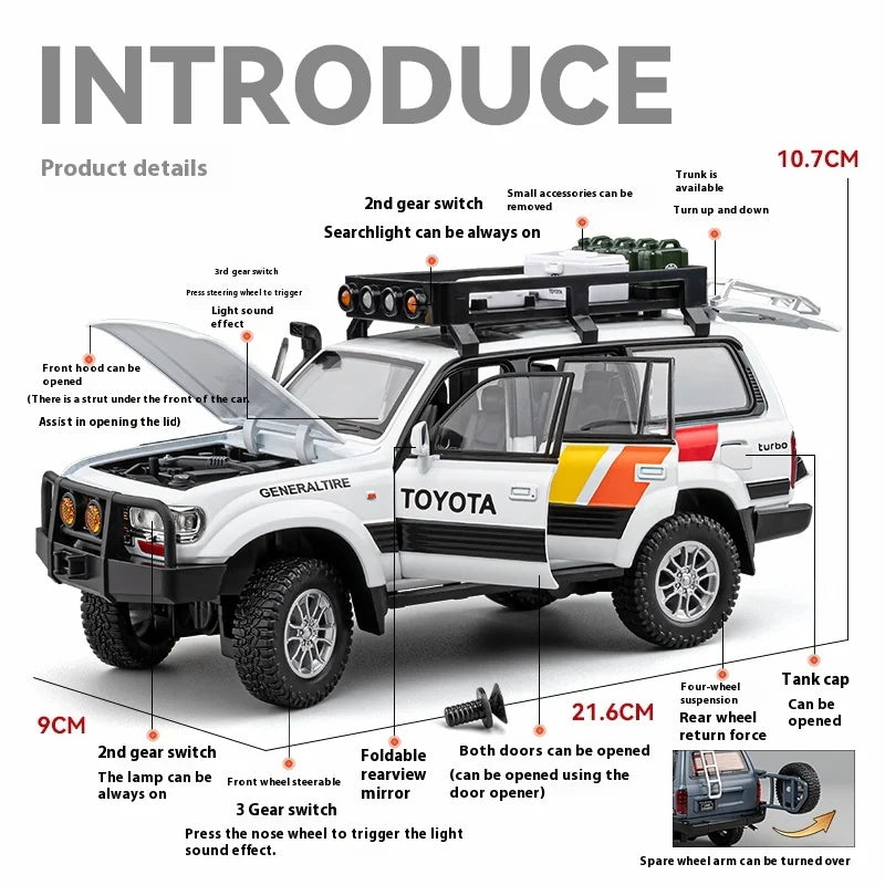 1:24 Scale LC80 Off-Road Vehicle Alloy Car Model Diecast Toy Ornament Gift Souvenir Collectible