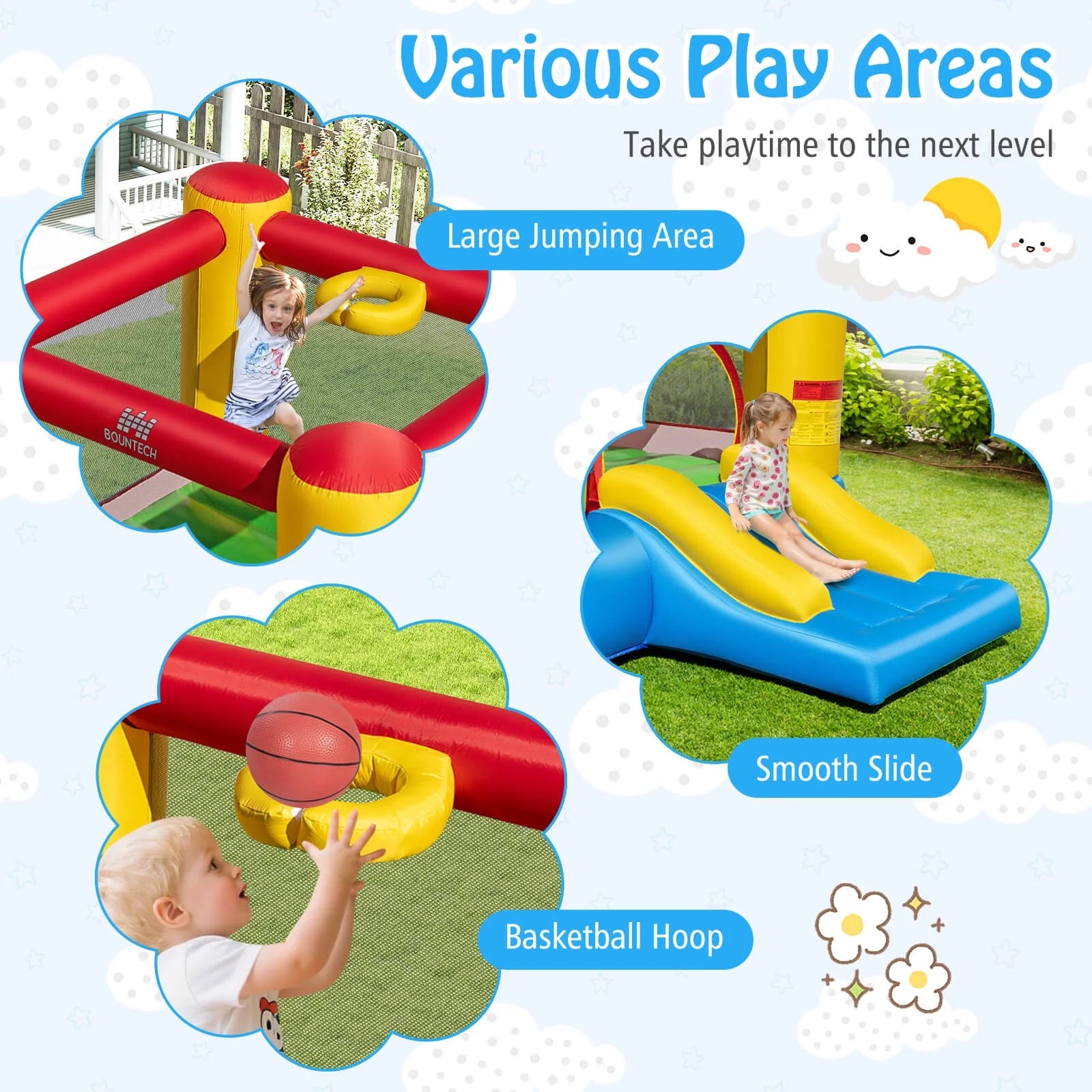 Inflatable Bouncer Kids Slide Bounce House for Indoor Outdoor (Blower NOT Included)