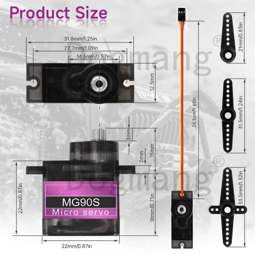 MG90S Servo 1/2/4/10/20/50 Pcs All Metal Gear 9G SG90 Upgraded Version for Helicopter Boat Car Mini Servos for Arduino Project