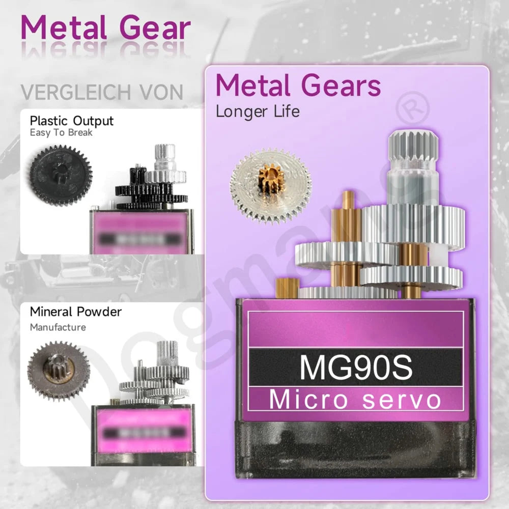 MG90S Servo 1/2/4/10/20/50 Pcs All Metal Gear 9G SG90 Upgraded Version for Helicopter Boat Car Mini Servos for Arduino Project