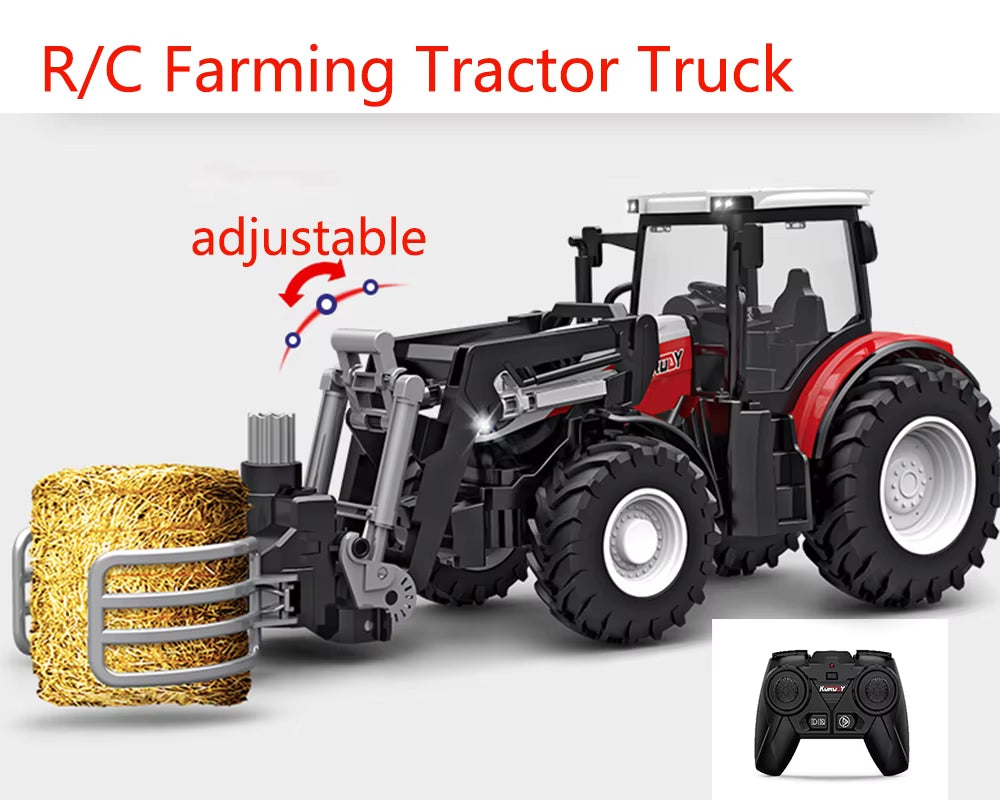1/24 Remote Control Tractor Trailer 2.4G RC Tractor Simulated Engineering Construction Truck Model Toys Farming Machine