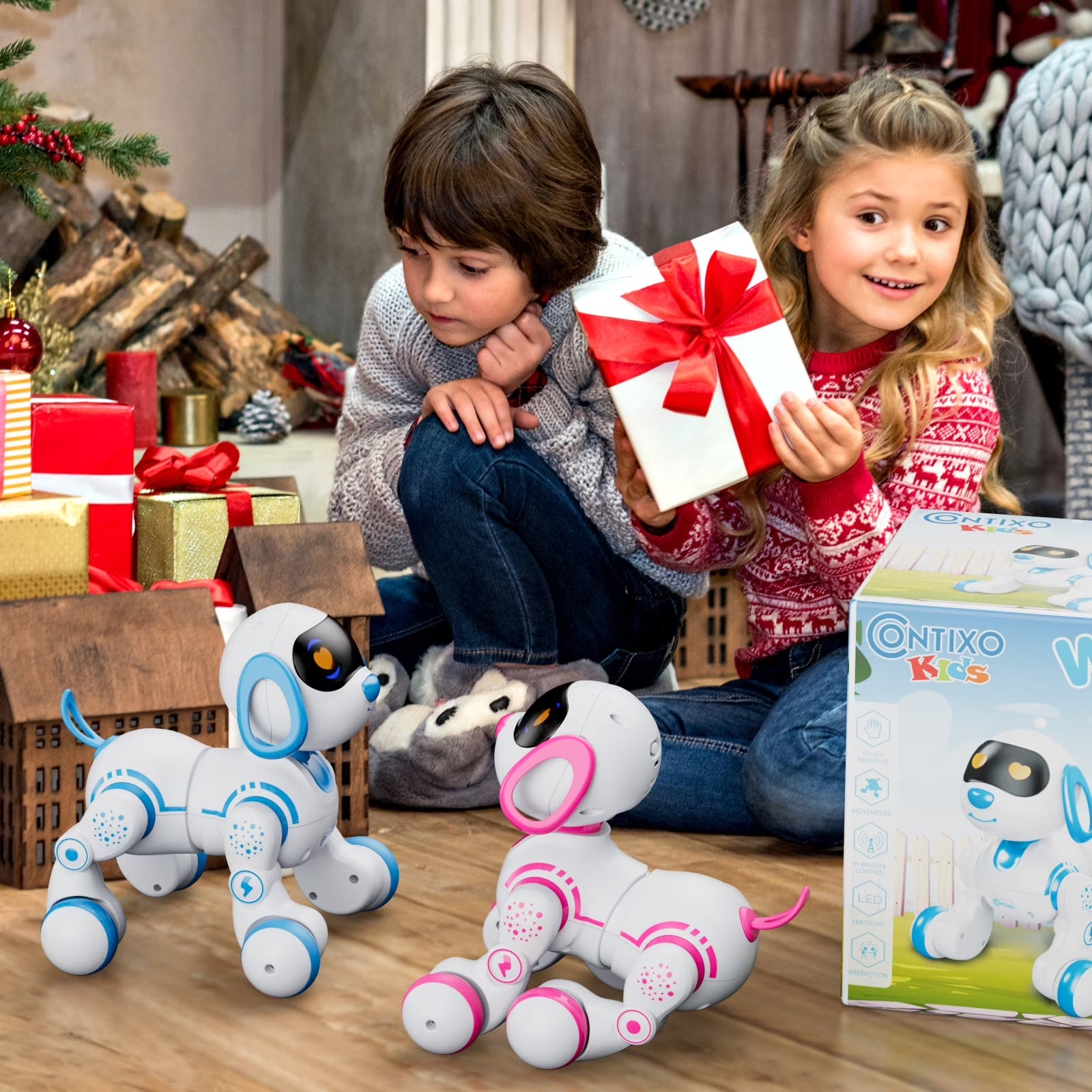 R3 Electronic Robot Dog, Interactive Smart Puppy Robot Toys, Kids Toys with Lights & Sounds, Blue