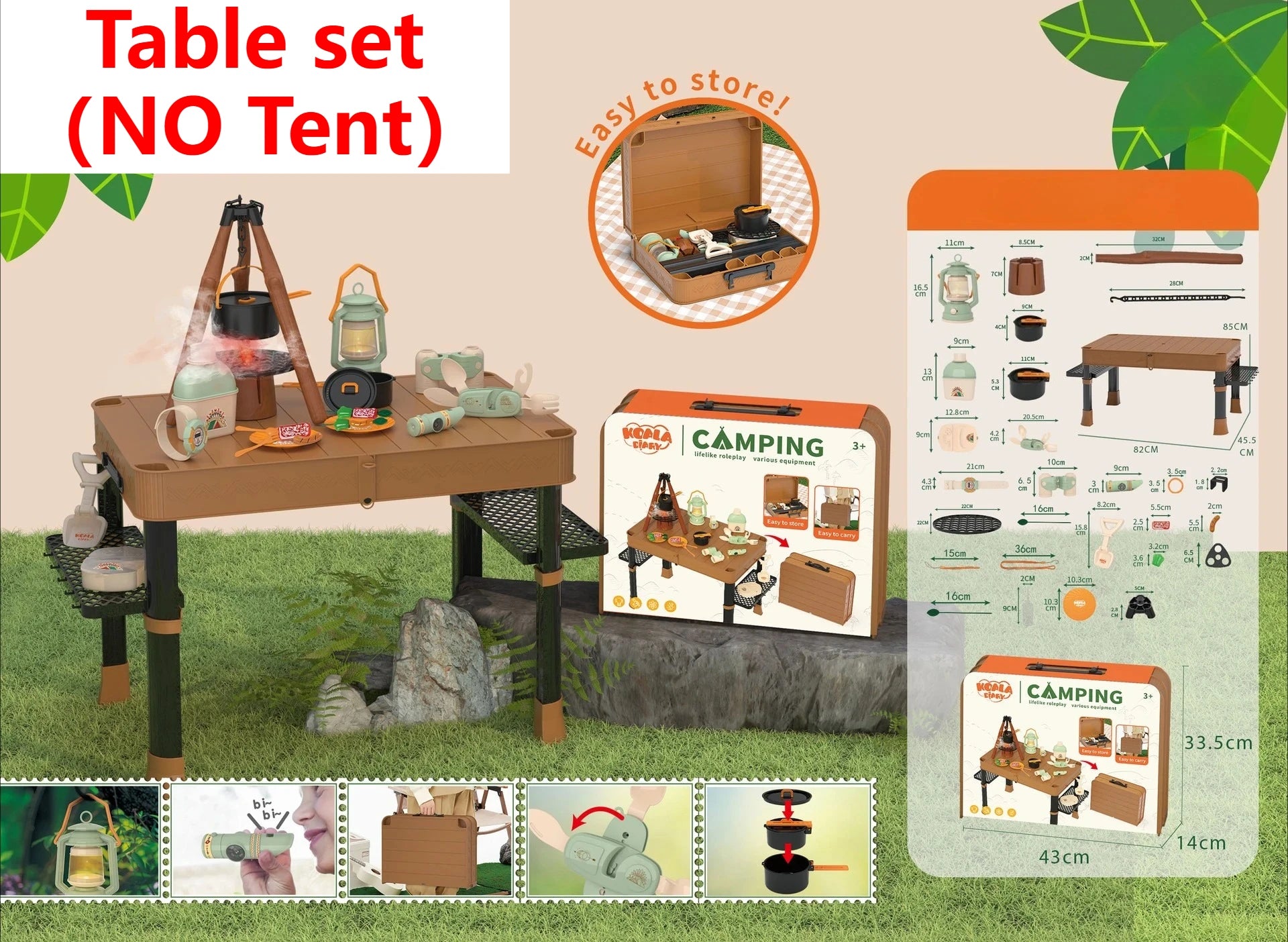 Kids Camping Set Toy Outdoor Explorer Kit Pretend Play OPTIONAL Tent Campfire Binocular Watch Bag Birthday Gift for Boys Girls