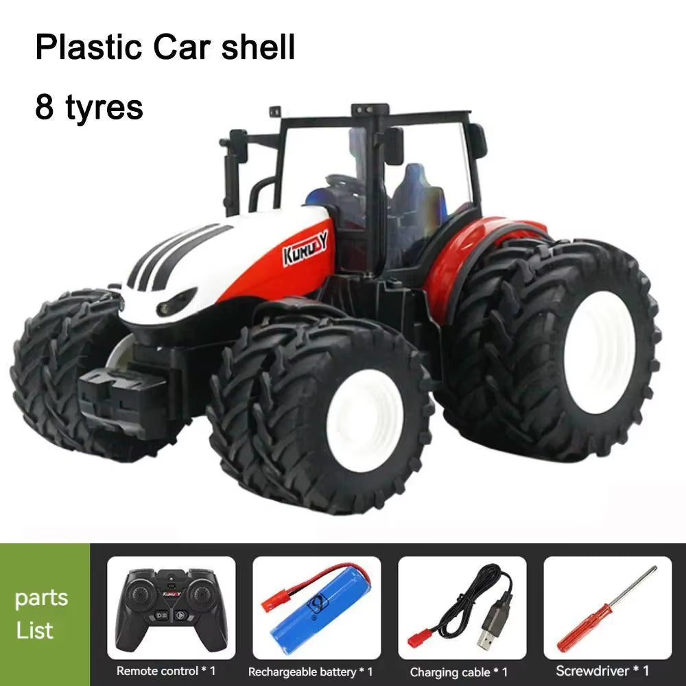 1/24 Remote Control Tractor Trailer 2.4G RC Tractor Simulated Engineering Construction Truck Model Toys Farming Machine