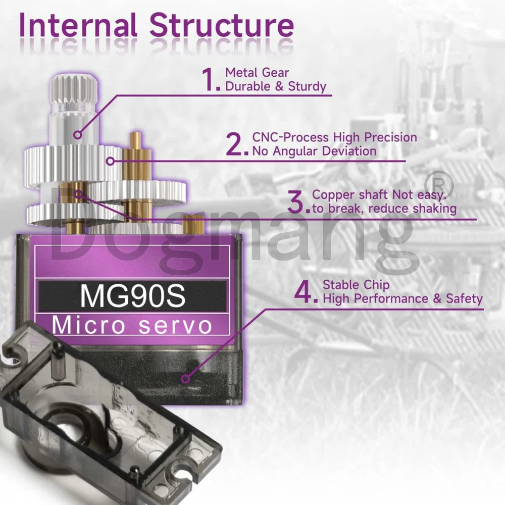 MG90S Servo 1/2/4/10/20/50 Pcs All Metal Gear 9G SG90 Upgraded Version for Helicopter Boat Car Mini Servos for Arduino Project