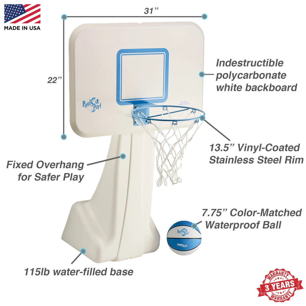 Dunn-Rite Poolsport 2-In-1 Pool Basketball Hoop & Volleyball Net Game Set (Basketball & Volleyball Combo)