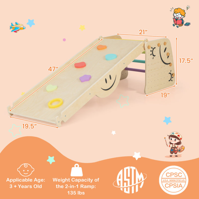 Wooden Climbing Toy Triangle Climber Set with Seesaw