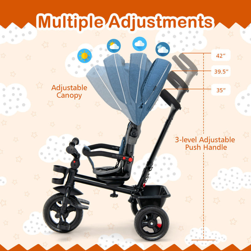 4-In-1 Baby Tricycle Toddler Trike with Convertible Seat