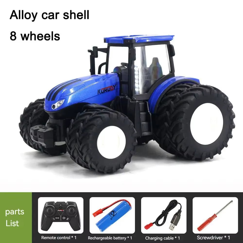 1/24 Remote Control Tractor Trailer 2.4G RC Tractor Simulated Engineering Construction Truck Model Toys Farming Machine