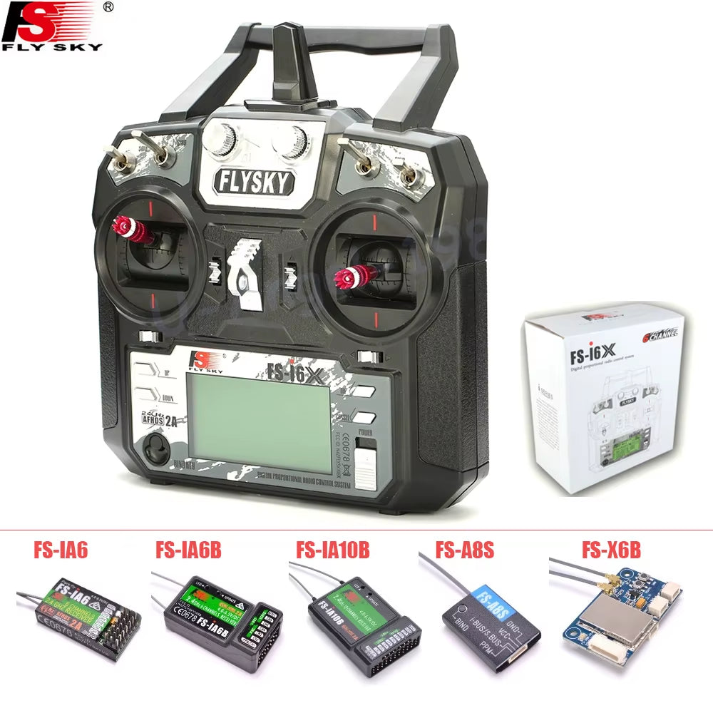 FLYSKY Fs-I6X FS I6X 10CH 2.4Ghz AFHDS 2A RC Transmitter with Ia6B / Ia10B Receiver for RC FPV Racing Drone Airplane