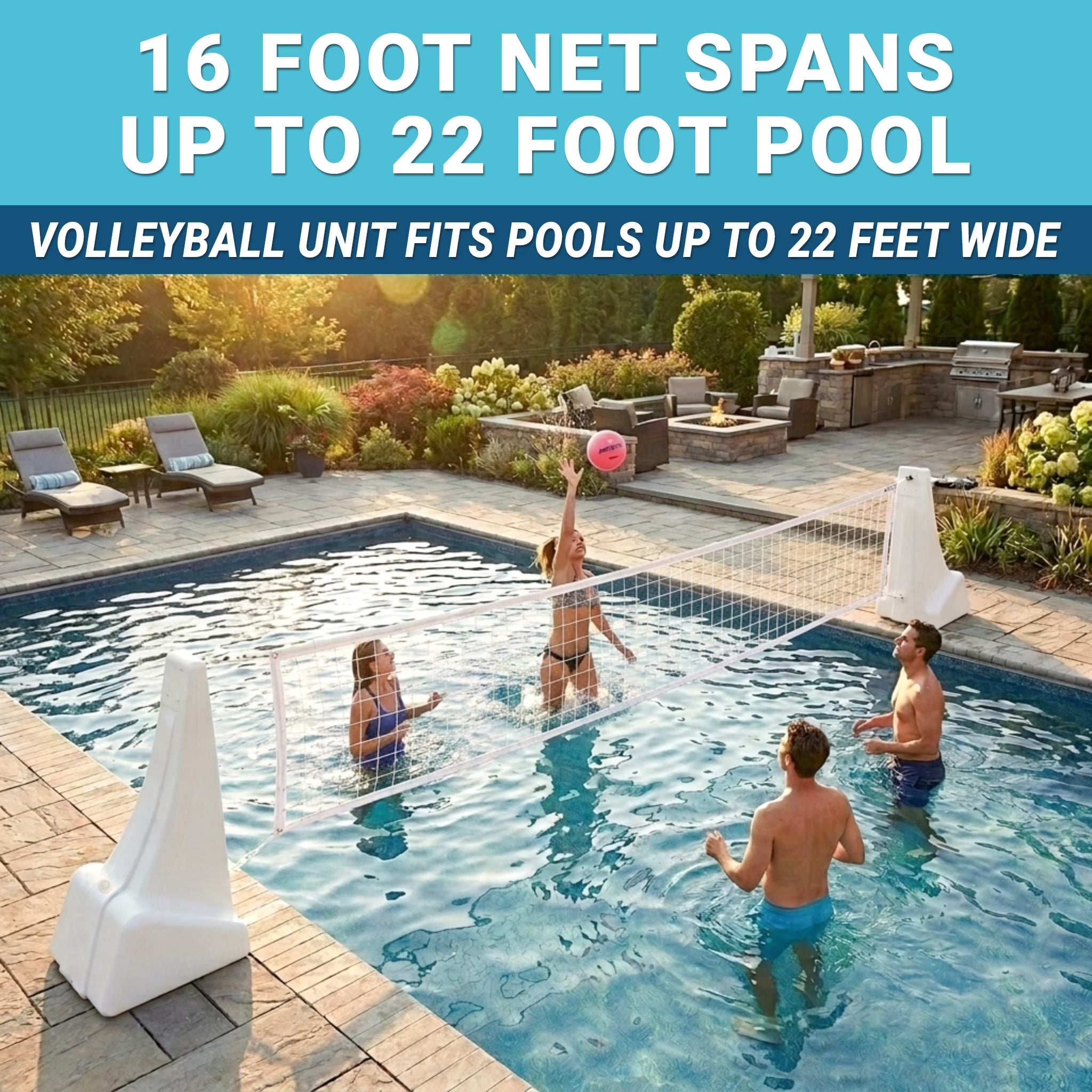 Dunn-Rite Poolsport 2-In-1 Pool Basketball Hoop & Volleyball Net Game Set (Basketball & Volleyball Combo)