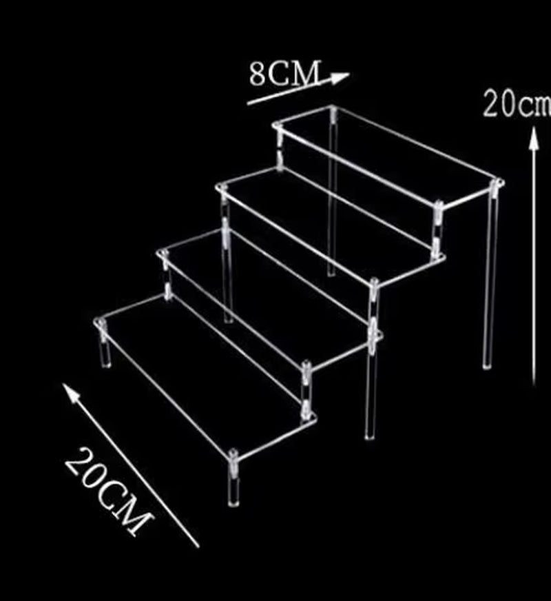 1-4 Tier Acrylic Display Stand Durable Display Rack for Cupcake Perfume Doll Transparent Trapezoidal Blind Box Storage Shelf