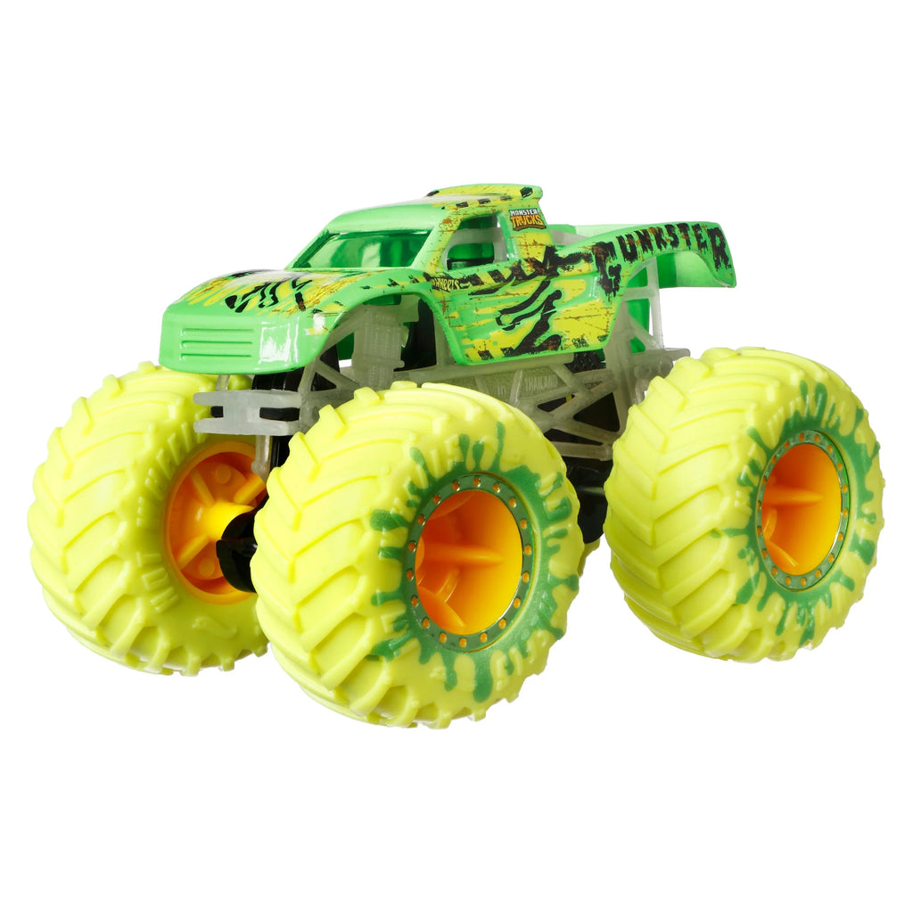 Monster Trucks Glow in the Dark Multipack, 10 Toy 1:64 Vehicles: 5 Trucks & 5 Cars